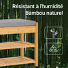 SoBuy FSR49-N Banc à Chaussures en Bambou Massif avec Coussin 8 cm, 2 Étagères et Tiroir – Charge 150 kg – Naturel