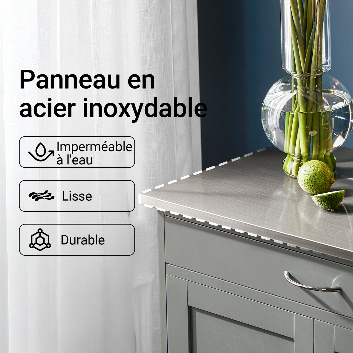 SoBuy FKW45-HG Desserte Chariot de Cuisine de Service Roulant, Meuble Armoire de Rangement Cusine sur roulettes
