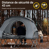SoBuy OGS60-L-HG Lit de Camping 2 Personnes 3 en 1 – Toit Anti-UV, Matelas Gonflable Intégré, Charge 300 kg, Sac à Roulettes, Gris