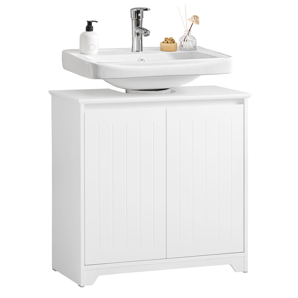 SoBuy BZR108-II-W Meuble sous Lavabo de Salle de Bain, Meuble sous évier, Meuble sous Vasque, Meuble évier de Cuisine, Housse