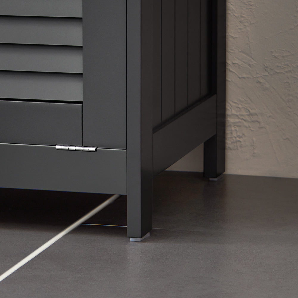 SoBuy BZR124-DG Meuble Colonne avec Panier à Linge – Armoire de Salle de Bain Rangement Étroit Étagère de Salle de Bain Petit Meuble WC Placard Gris 40x170x38 cm