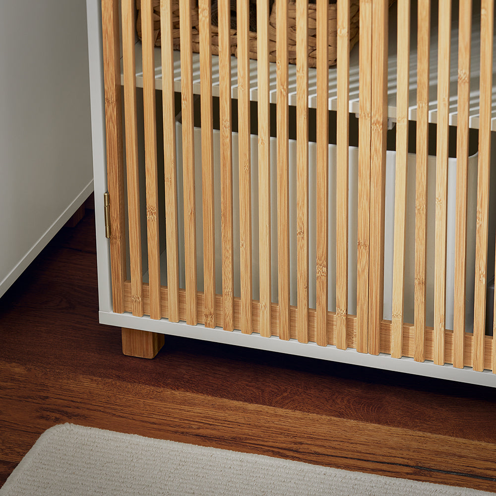 SoBuy BZR125-W Meuble sous Lavabo de Salle de Bain, Meuble sous Vasque à 2 Portes en Bambou, Placard Armoire de Rangement Meuble évier de Cuisine, L60 x P30 x H61 cm