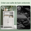 SoBuy BZR13-W Armoire de Salle de Bain – 26 cm de Profondeur, Étagères Ouvertes et Compartiment Fermé, Blanc