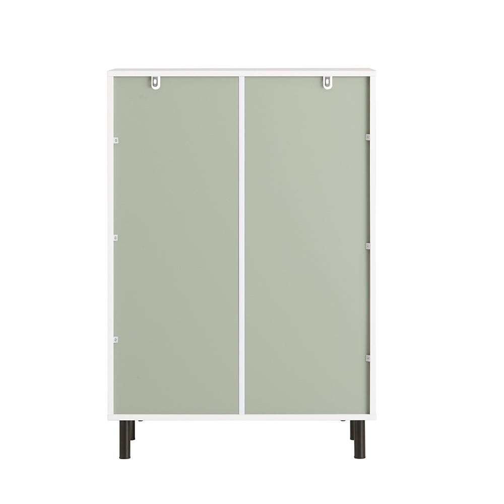 SoBuy BZR138-GR Meuble Bas Salle de Bain Vert et Blanc 87 cm avec 2 Portes, Étagères Réglables et Compartiment Ouvert – Pieds Métal, Charge 45 kg