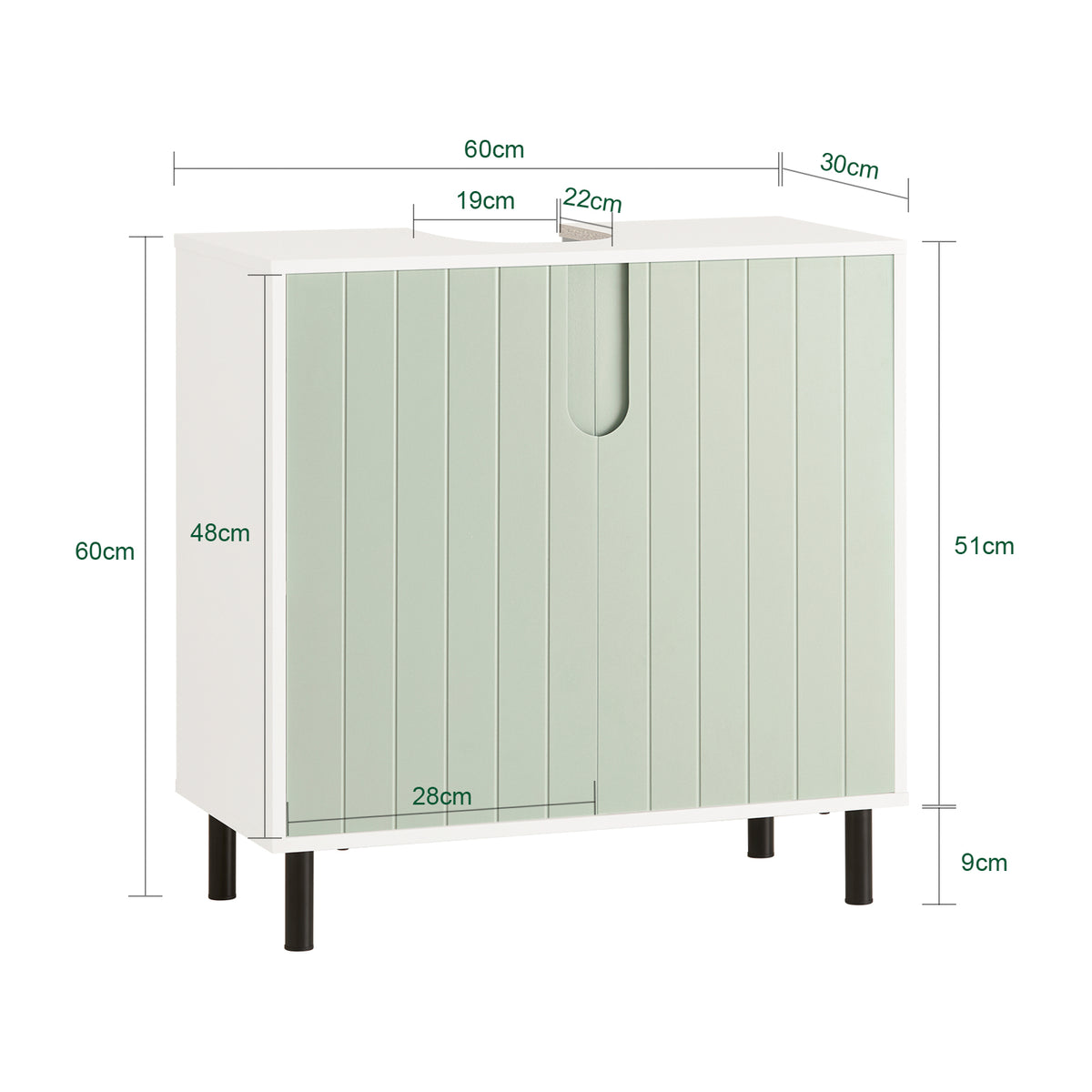 SoBuy BZR139-GR Meuble sous Lavabo Meuble sous Vasque avec 2 Portes et étagère réglable