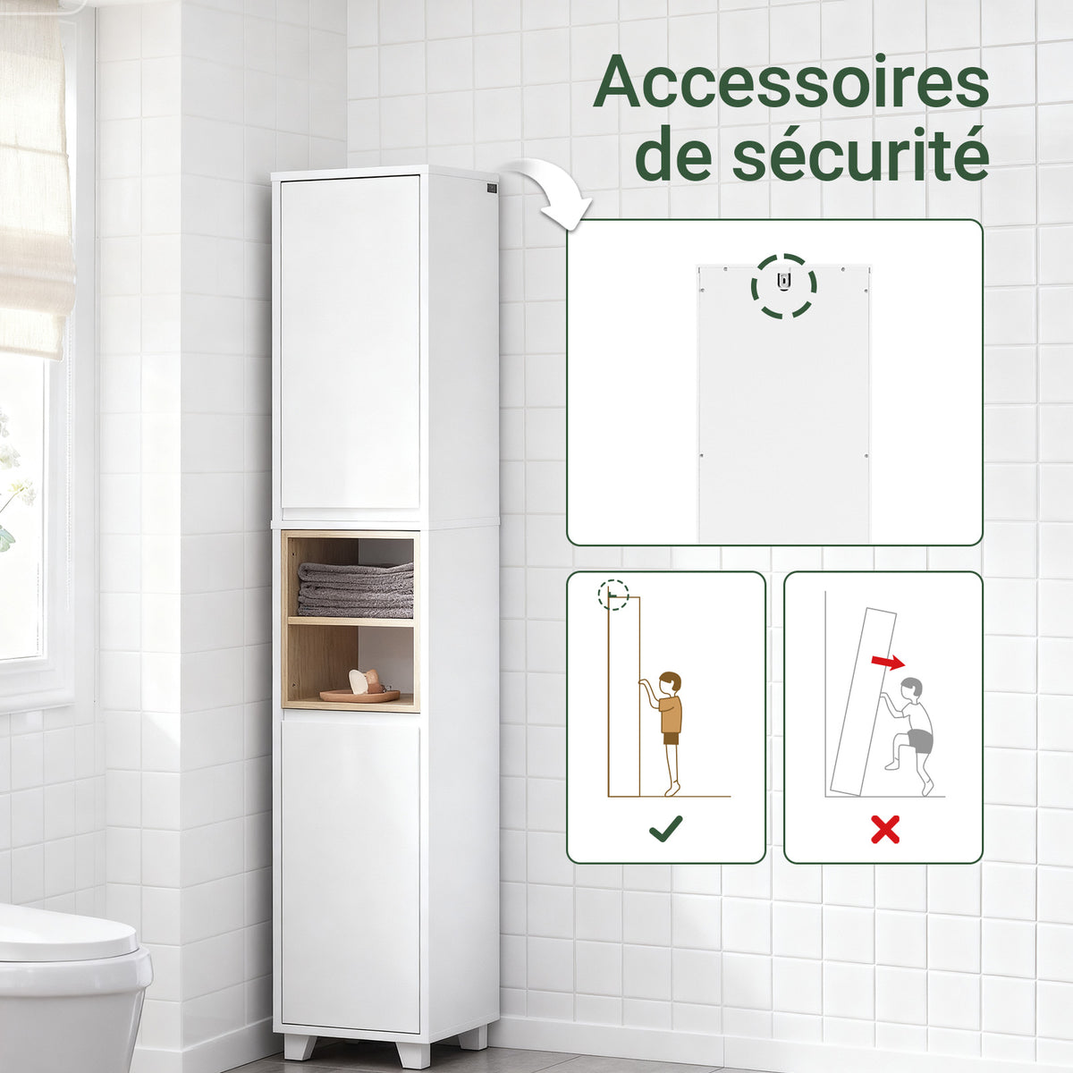 SoBuy BZR147-W Colonne de Salle de Bain 170 cm – Blanc
