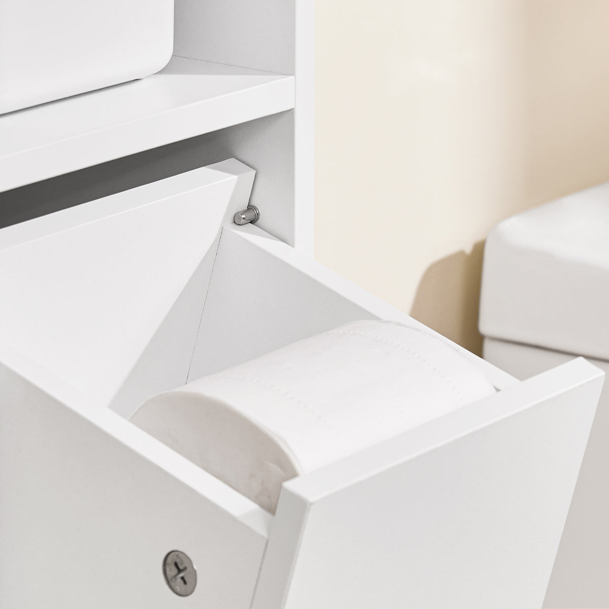 SoBuy BZR151-W Meuble de Salle de Bain Ultra-Étroit avec Étagère Réglable et Tiroir Repositionnable – L20×P20×H96 cm, Charge 30 kg, PB/MDF E1, Blanc