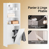 SoBuy BZR155-W Meuble Colonne Salle de Bain avec Panier à Linge – Armoire Haute Étroit avec Portes et Étagères Ouvertes – Meuble Rangement WC Blanc 60x30x171cm