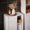 SoBuy BZR156-W Meuble Salle de Bain avec Panier à Linge – Colonne Rangement WC étroite avec Porte Abattante et Étagères Ouvertes, 86x50x30cm, Blanc