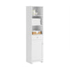 SoBuy BZR17-W Colonne Salle de Bain Meuble Salle de Bain Rangement avec Armoire et 3 Étagères Ouvertes, Petit Meuble Compact