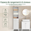 SoBuy BZR17-W Colonne Salle de Bain Meuble Salle de Bain Rangement avec Armoire et 3 Étagères Ouvertes, Petit Meuble Compact avec 1 Tiroir pour WC, Chambre 40x161x35 cm