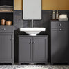 SoBuy BZR18-II-DG Meuble sous-Lavabo à 2 étages et 2 Portes Meuble de Rangement de Salle de Bain - L60cm x P30cm x H60cm