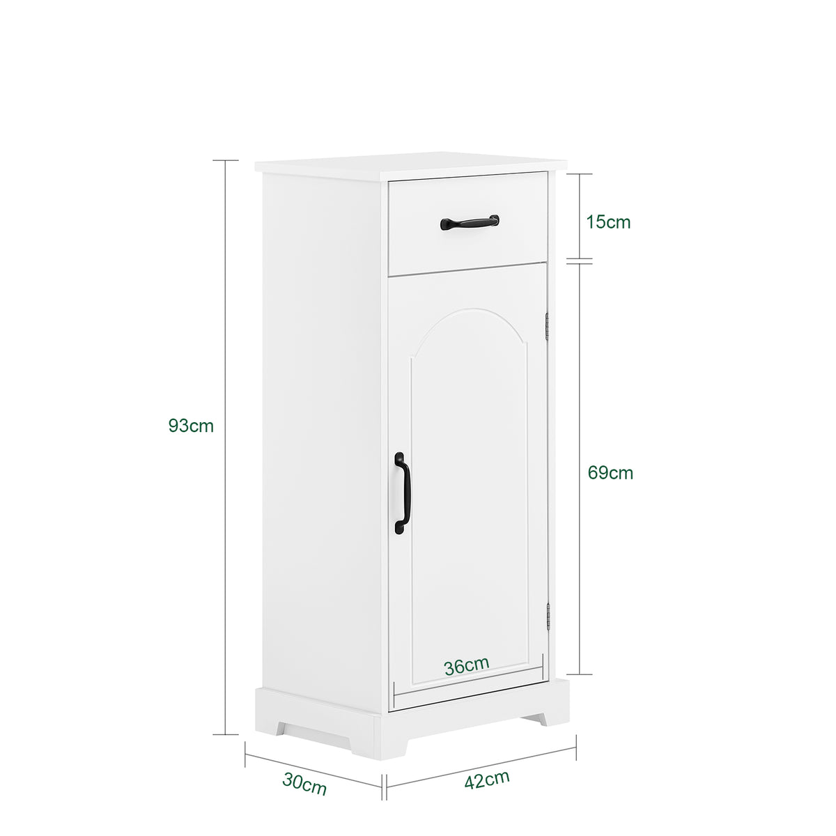 SoBuy BZR207-W Colonne de Salle de Bain avec Tiroir, Étagères Réglables et Placard – L42×P30×H93 cm, Charge 37 kg, MDF E1, Blanc