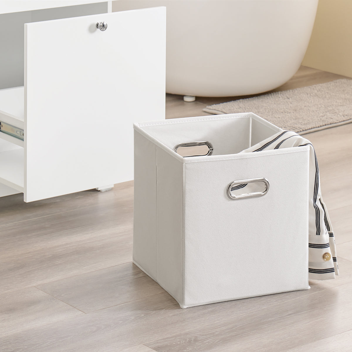 SoBuy BZR213-W Meuble Salle de Bain avec 3 Paniers à Linge – 2 Paniers Amovibles, Tri du Linge, Gain de Place, 78×38×90 cm, Blanc