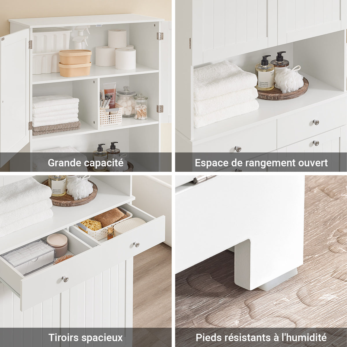 SoBuy BZR215-W Colonne Salle de Bain 2 Paniers à Linge Intégrés – Meuble Gain de Place 181 cm Blanc