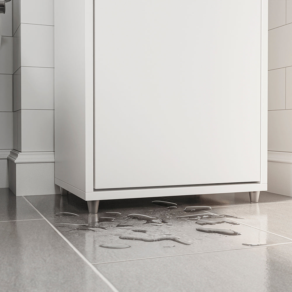 SoBuy BZR222-W Meuble Sous Lavabo Étroit – Découpe en U, 40 × 30 × 60 cm, Niche Ouverte, Blanc et Bois