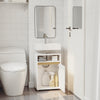 SoBuy BZR222-W Meuble Sous Lavabo Étroit – Découpe en U, 40 × 30 × 60 cm, Niche Ouverte, Blanc et Bois