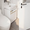 SoBuy BZR222-W Meuble Sous Lavabo Étroit – Découpe en U, 40 × 30 × 60 cm, Niche Ouverte, Blanc et Bois