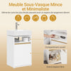 SoBuy BZR222-W Meuble Sous Lavabo Étroit – Découpe en U, 40 × 30 × 60 cm, Niche Ouverte, Blanc et Bois