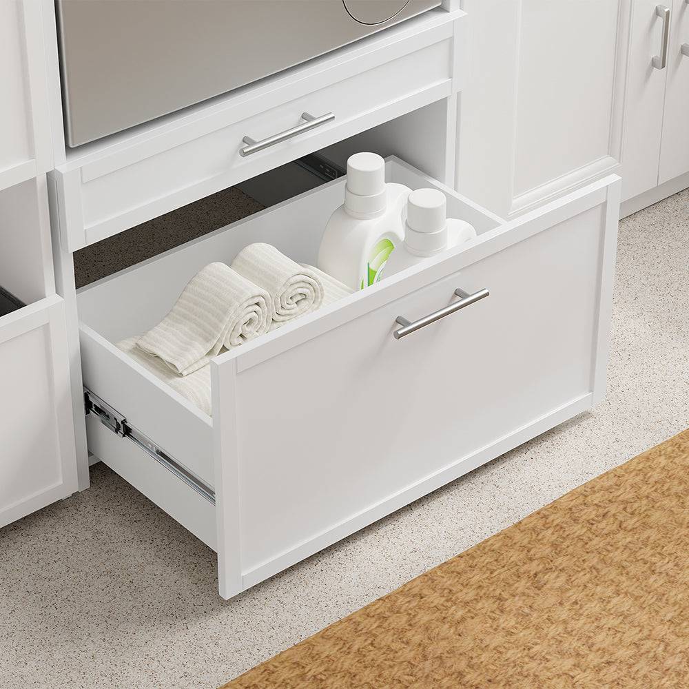 SoBuy BZR230-W Colonne de Buanderie 66 × 60,5 × 186 cm – 2 Tiroirs et Tringle Escamotable, Blanc