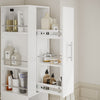 SoBuy BZR242-W Armoire Haute de Salle de Bain Blanche avec 2 Tiroirs – Meuble Haut Gain de Place 30 cm, 5 Étagères – 30×30×180 cm, Charge 37 kg