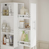 SoBuy BZR242-W Armoire Haute de Salle de Bain Blanche avec 2 Tiroirs – Meuble Haut Gain de Place 30 cm, 5 Étagères – 30×30×180 cm, Charge 37 kg