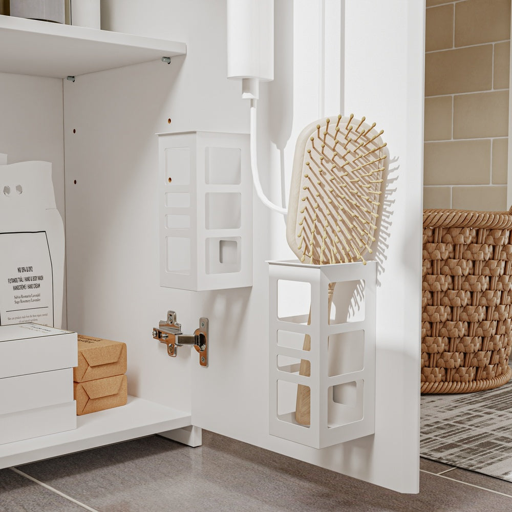SoBuy BZR244-WN Armoire Haute de Salle de Bain Blanche avec 2 Tiroirs – Colonne de Rangement avec 4 Étagères, Panneau Mélaminé – 30×30×180 cm, Charge 39 kg