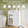 SoBuy BZR31-W Armoire Salle de Bain avec Roulettes et Portes Coulissantes, Gain de Place, Usage Polyvalent, Mobile, Rangement Optimisé – L52×P17×H68 cm, Blanc