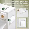 SoBuy BZR31-W Armoire Salle de Bain avec Roulettes et Portes Coulissantes, Gain de Place, Usage Polyvalent, Mobile, Rangement Optimisé – L52×P17×H68 cm, Blanc