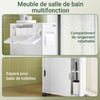 SoBuy BZR31-W Armoire Salle de Bain avec Roulettes et Portes Coulissantes, Gain de Place, Usage Polyvalent, Mobile, Rangement Optimisé – L52×P17×H68 cm, Blanc