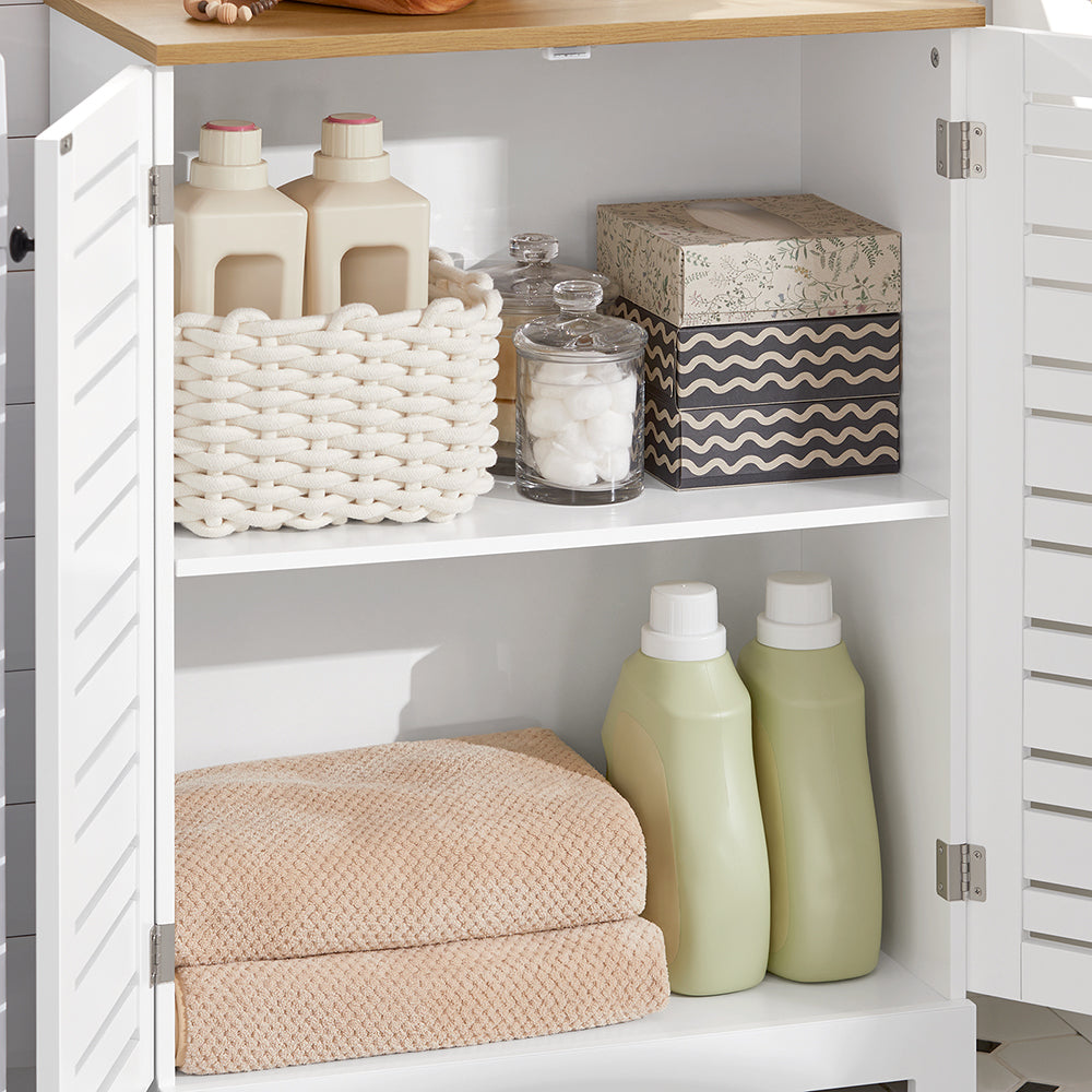 SoBuy BZR41-W Meuble Salle de Bain avec Étagères Réglables, Format Compact, Gain de Place, Usage Polyvalent, Rangement Optimisé – L60×P30×H82 cm, MDF, Blanc