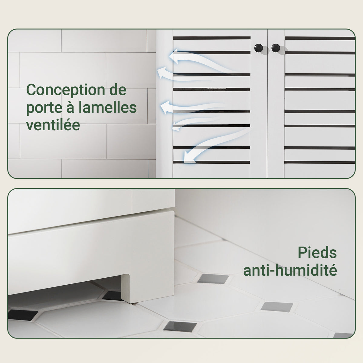 SoBuy BZR41-W Meuble Salle de Bain avec Étagères Réglables, Format Compact, Gain de Place, Usage Polyvalent, Rangement Optimisé – L60×P30×H82 cm, MDF, Blanc