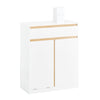 SoBuy BZR79-W Meuble de Salle de Bain avec Panier à Linge Intégré, Tiroir et Double Porte – Blanc et Bois