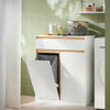 SoBuy BZR79-W Meuble de Salle de Bain avec Panier à Linge Intégré, Tiroir et Double Porte – Blanc et Bois