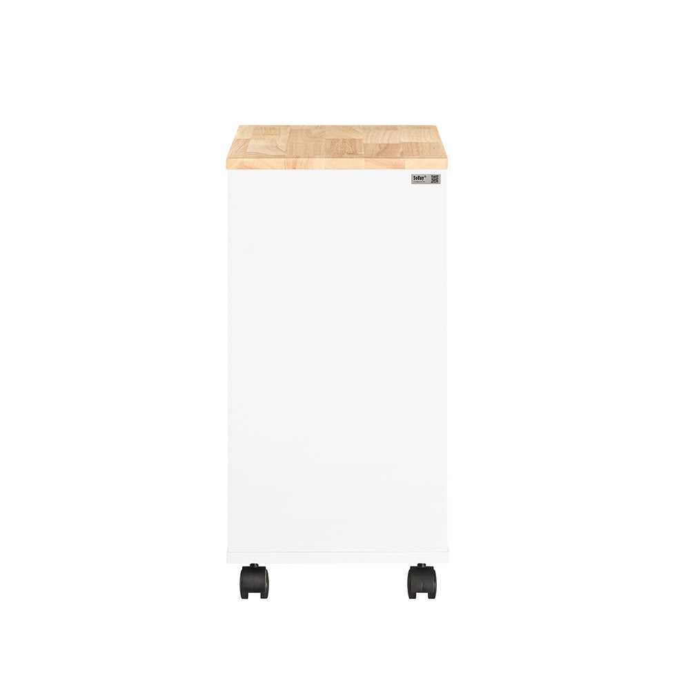 SoBuy FBT130-WN Bout de Canapé, Table d'appoint avec 2 Tiroirs, Compartiment Ouvert, Meuble de Rangement à roulettes, Chariot pour Salon, Bureau, Chambre, Blanc, L60xP30xH60cm