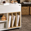 SoBuy FBT134-W Bout de Canapé en Bois, Table d'appoint Café, Table Basse Roulante, avec Porte- revues et Tiroir, Meuble de Rangemen