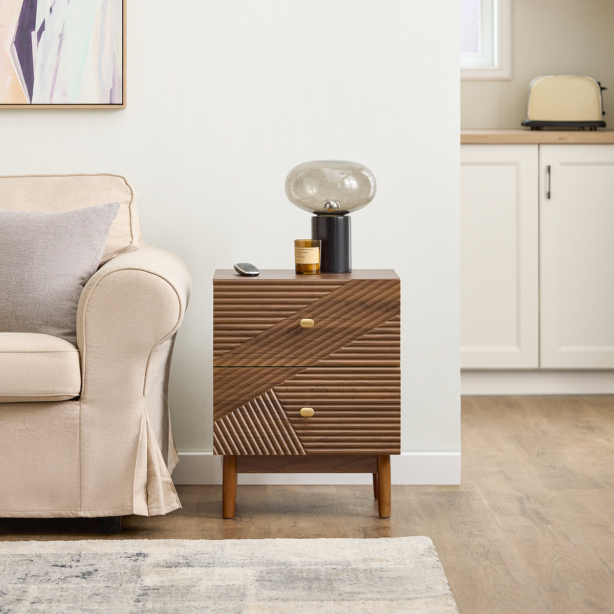 SoBuy FBT170-N Table de Chevet avec 2 Tiroirs, pour Salon et Chambre, Design Fonctionnel, Usage Quotidien, Pratique – L45×P40×H58 cm, Bois d’Hévéa, Marron