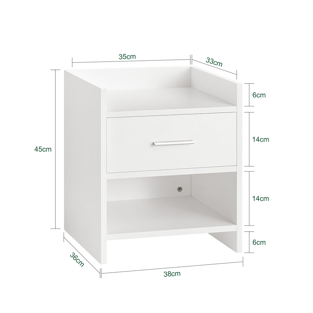 SoBuy FBT66-W Table de Chevet Table de Nuit Bout de Canapé avec 1 Tiroir 1 Niche Blanc