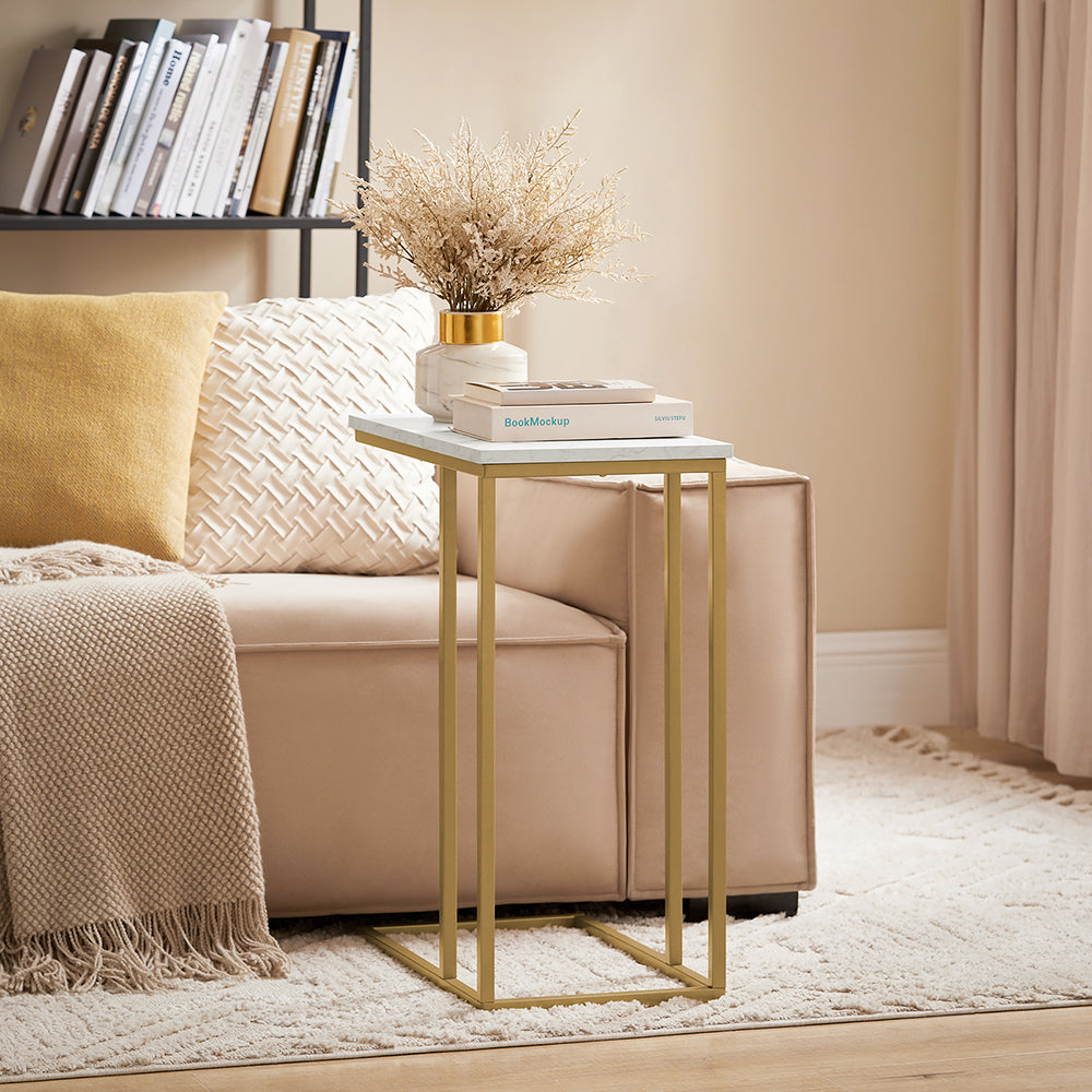 SoBuy FBT87-G Table d’Appoint Moderne Bout de canapé à Café Table de Chevet Effet Marbre