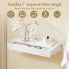 SoBuy FHK38-W Étagère Murale Flottante avec Tiroir et LED – L60 × P20 × H8 cm, Blanc