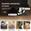 SoBuy FKW110-SCH Desserte de Cuisine à Roulettes – Plan de Travail Inox, Tiroir et Placard, 4 Roulettes dont 2 Freinées, Noir