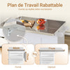 SoBuy FKW128-II-ST Îlot de Cuisine Mobile avec Plan Inox Rabattable – 2 Tiroirs, 130 × 46–71 × 91 cm, Blanc