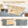 SoBuy FKW129-HG Desserte Cuisine avec Roues Cachées, 2 Tiroirs, Étagères Réglables et Porte-serviette – L115×P68,7×H91 cm, Charge 98 kg, MDF + PB, Gris
