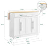 SoBuy FKW129-WN îlot Central de Cuisine sur Roulettes – Plan Extensible 44→69 cm, 2 Tiroirs, 2 Portes, Étagères Réglables – 113×91 cm, Blanc