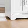SoBuy FKW129-WN îlot Central de Cuisine sur Roulettes – Plan Extensible 44→69 cm, 2 Tiroirs, 2 Portes, Étagères Réglables – 113×91 cm, Blanc