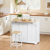 SoBuy FKW129-WN îlot Central de Cuisine sur Roulettes – Plan Extensible 44→69 cm, 2 Tiroirs, 2 Portes, Étagères Réglables – 113×91 cm, Blanc