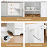 SoBuy FKW129-WN îlot Central de Cuisine sur Roulettes – Plan Extensible 44→69 cm, 2 Tiroirs, 2 Portes, Étagères Réglables – 113×91 cm, Blanc