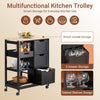 SoBuy FKW79-SCH Desserte de Cuisine sur Roulettes – 3 Tiroirs, Tablette Amovible, 2 Étagères, 68 × 38 × 85 cm, Noir