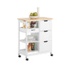 SoBuy FKW79-W Meuble Cuisine Desserte de Cuisine à roulettes, Desserte Rangement avec 3 Tiroirs et 1 Tablette Amovible, Meubl