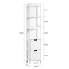 sebuyfr.comG126-W Colonne de Salle de Bain – 4 Étagères, 2 Tiroirs, Anti-Basculement, 30×30×144 cm, Blanc